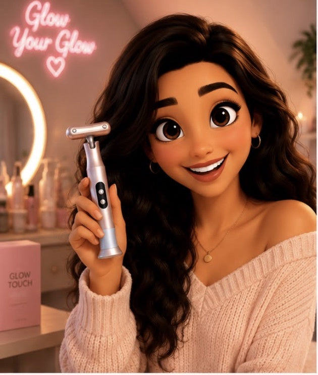 Luna holding the GlowTouch device