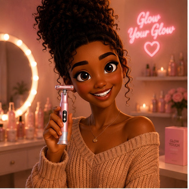 Zuri holding the GlowTouch device